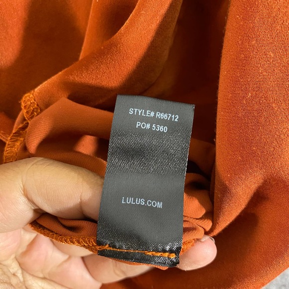 Lulus Jumpsuit Small Rust Orange Elisa Midi Wide Leg Cropped Sleeveless Satin - Picture 11 of 12